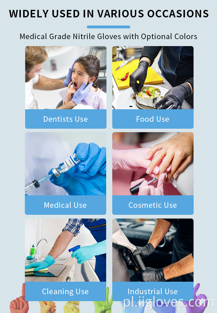 Wysokiej jakości 9 12-calowe proszkowe rękawiczki nitrylowe Czyszczenie ręcznego makijażu urody Tatuaż Rękawiczki salonowe